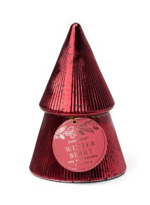 CFST0705EU Christmas 198g Red Stacked Tree Candle Paddywax - Winter Berry